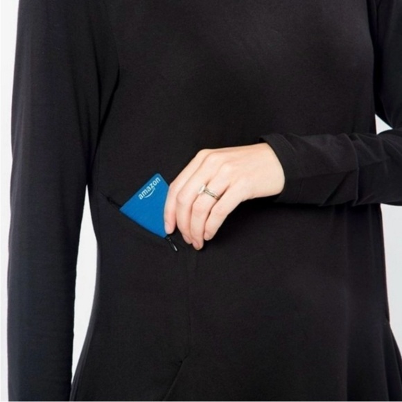 Betabrand Black Long Sleeve Sweatshirt Travel Silk Blend Dress Size XL - Picture 3 of 12